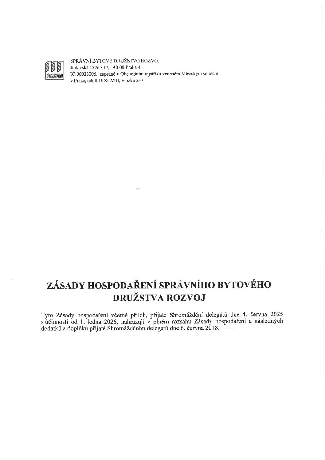 Zásady hospodaření 2026